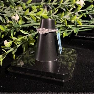 Three Stone Princess Cut Moissanite Ring Sz 7